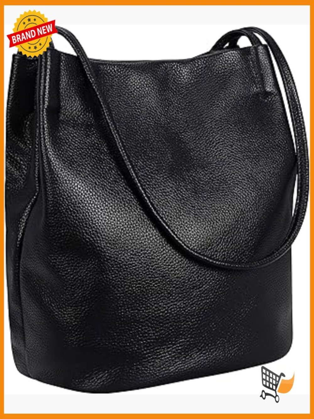 Genuine Leather Hobo Bucket Bag Soft Large Capacity Shoulder Purse